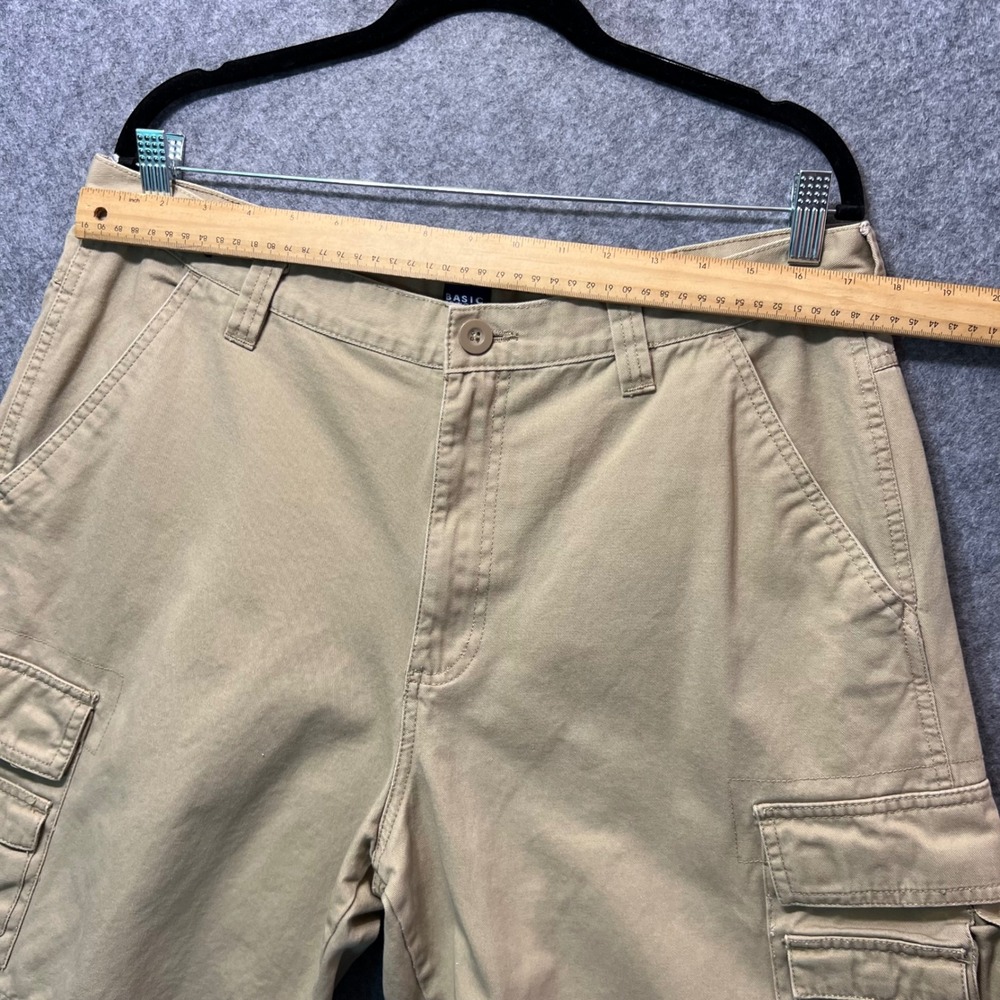 Y2K Basic Editions Cargo Shorts 38 Khaki Tan Utility Pocket Workwear 2000s‎ - Picture 2 of 7